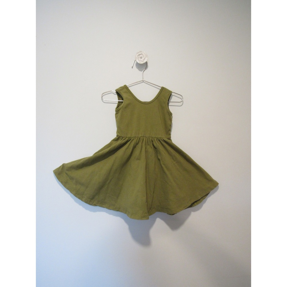 Alice + Ames Girls 3T Olive Green Ballet Dress Sleeveless Cotton Blend